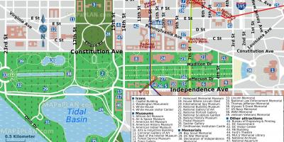რუკა ვაშინგტონი ცენტრი და მუზეუმები