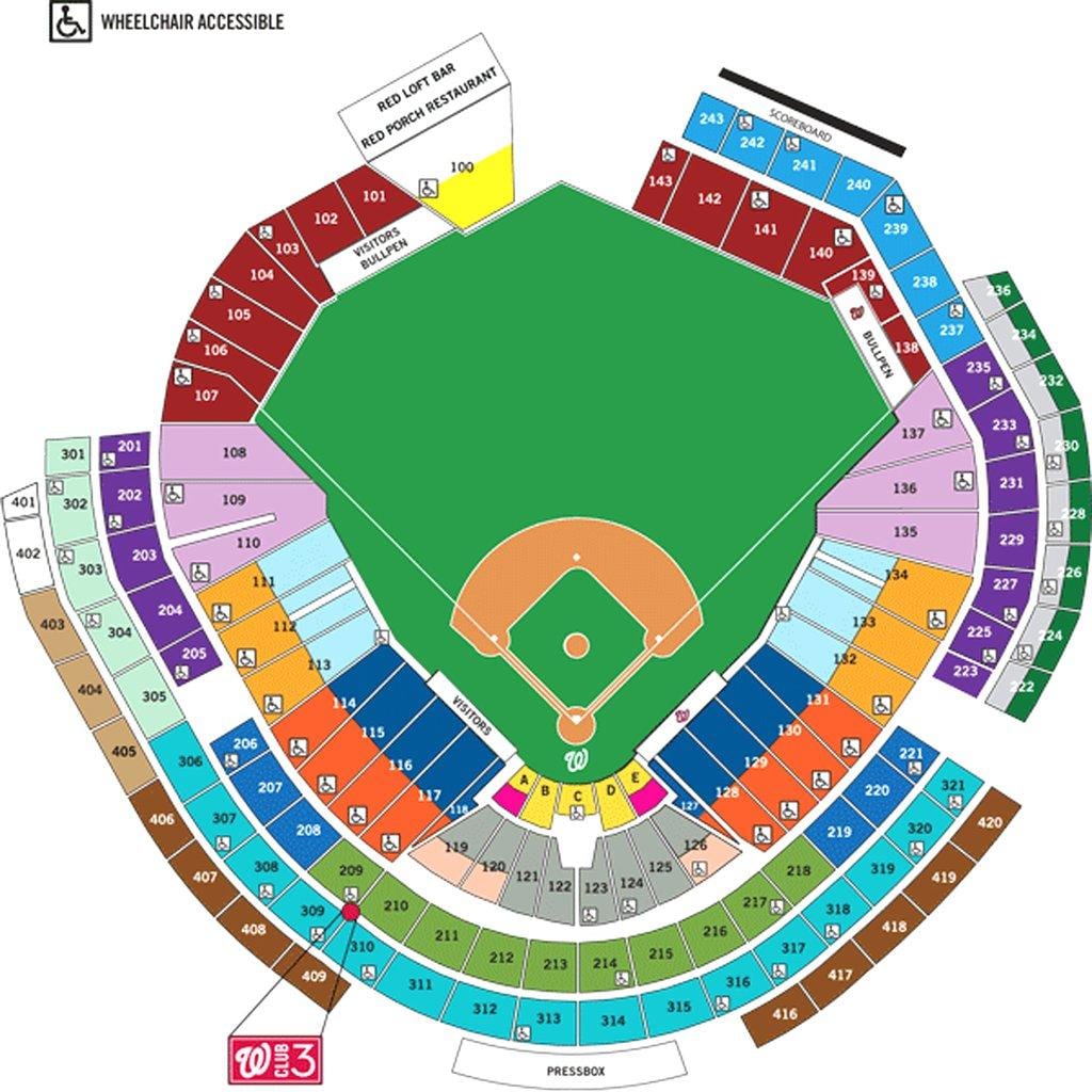 ვაშინგტონი ნაციონალები ballpark რუკა