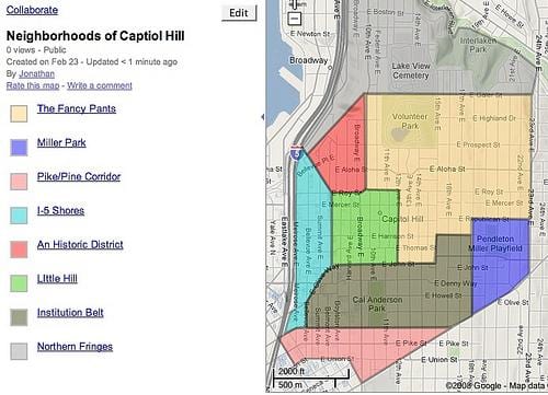 რუკა capitol hill სამეზობლოში