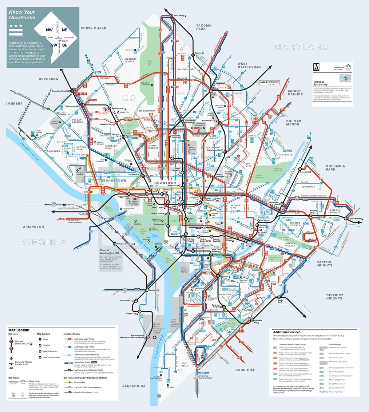 washington dc ავტობუსი მარშრუტების რუკა