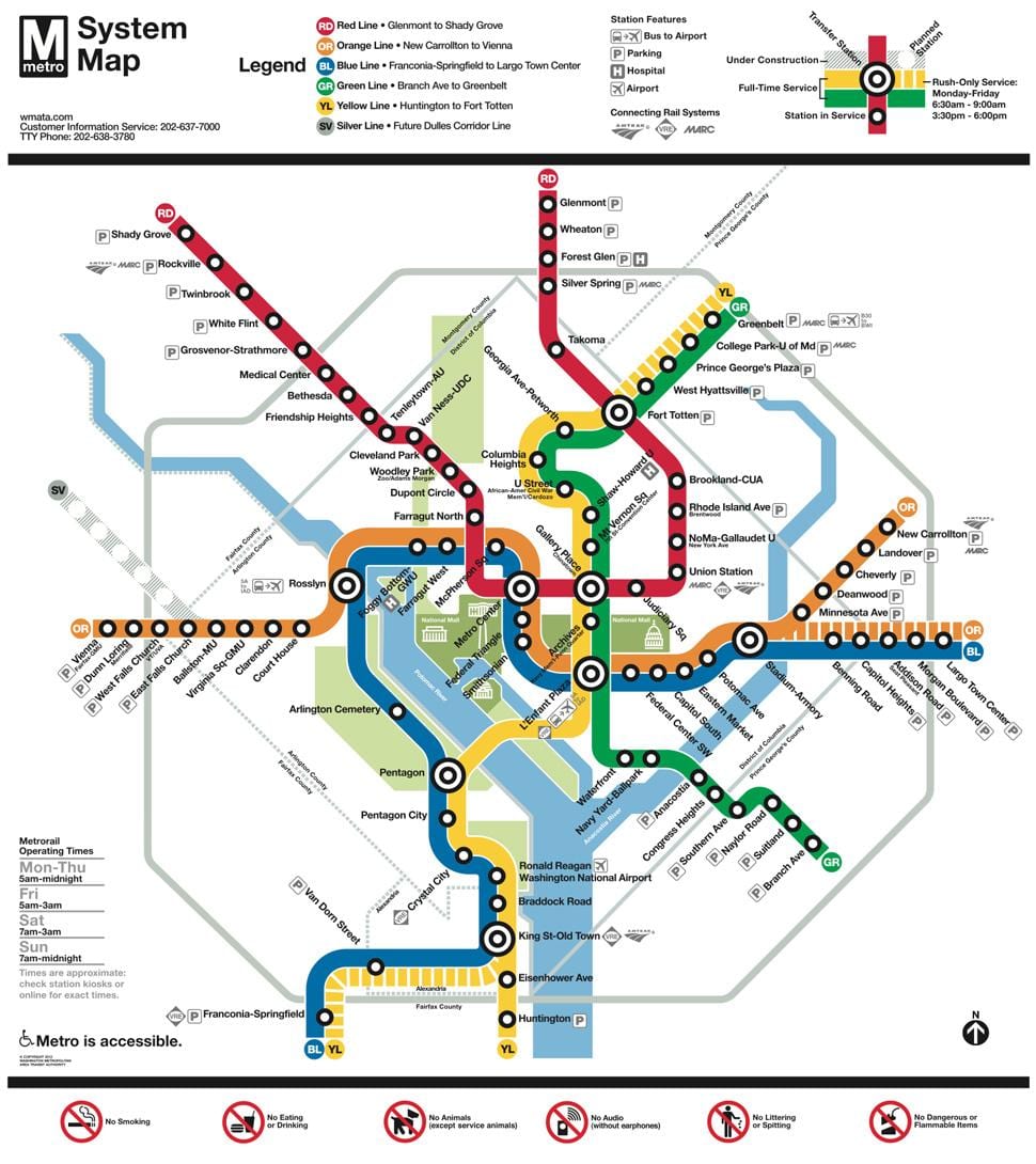 dc მეტრო მეტროს რუკა
