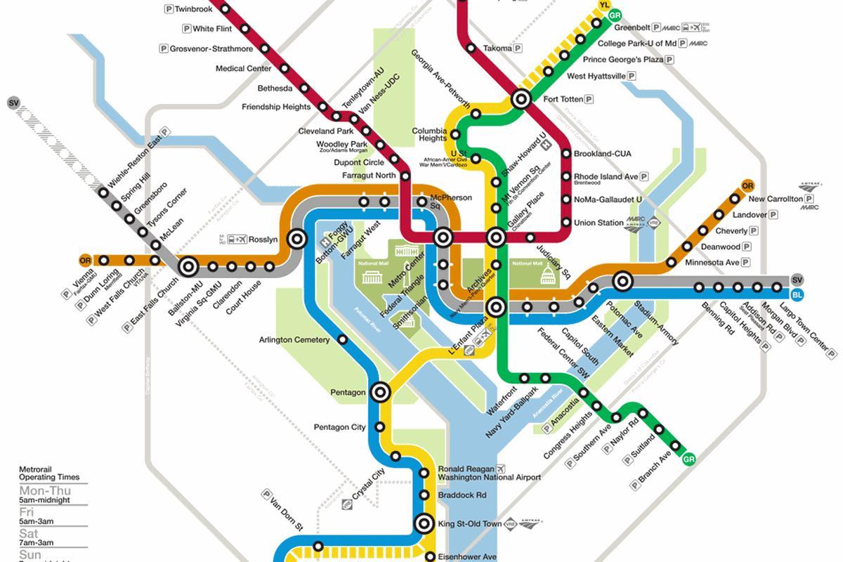 ვაშინგტონში მეტროს სისტემის რუკა