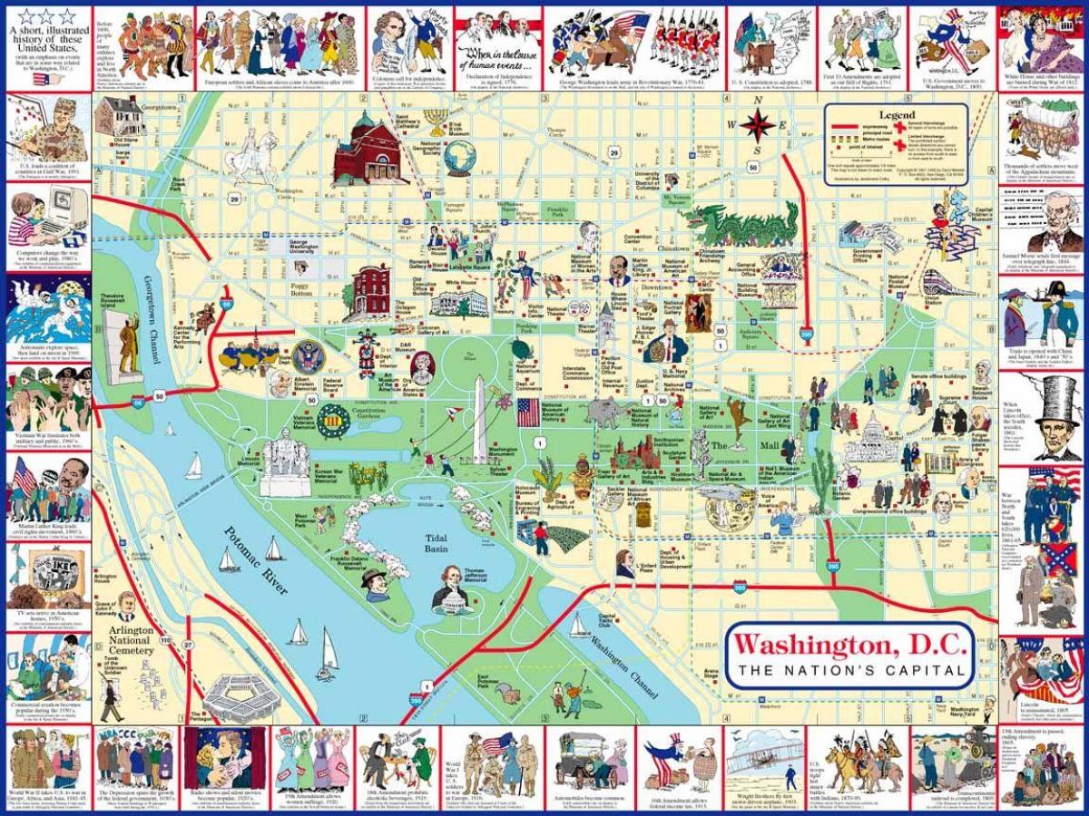 ვაშინგტონი ადგილებში ეწვევა რუკა