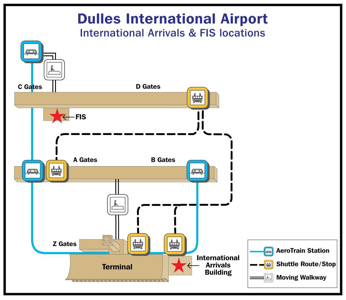 dulles აეროპორტში კარიბჭე რუკა