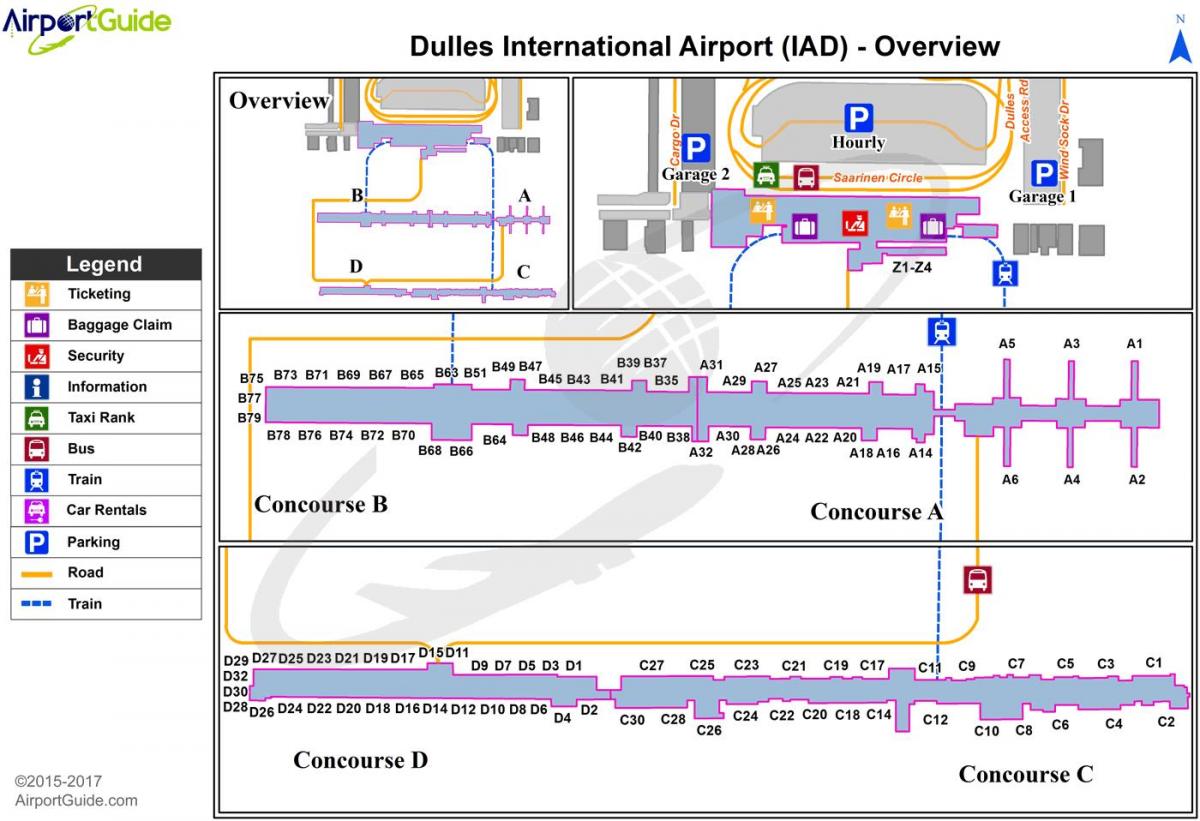 dulles აეროპორტის ტერმინალის რუკა