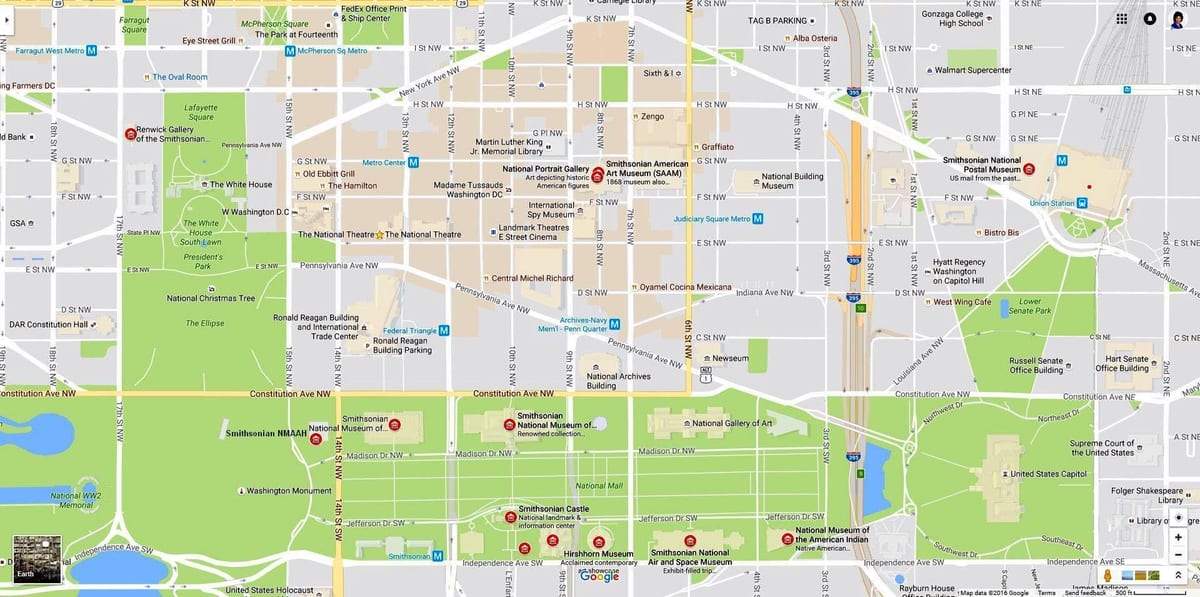 რუკა smithsonian მუზეუმები