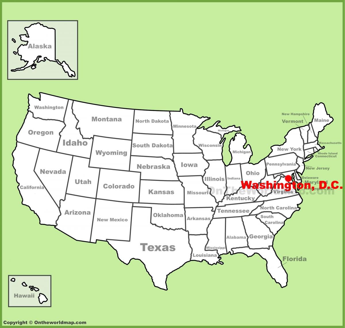ვაშინგტონში მდებარე ამერიკის შეერთებული შტატების რუკა