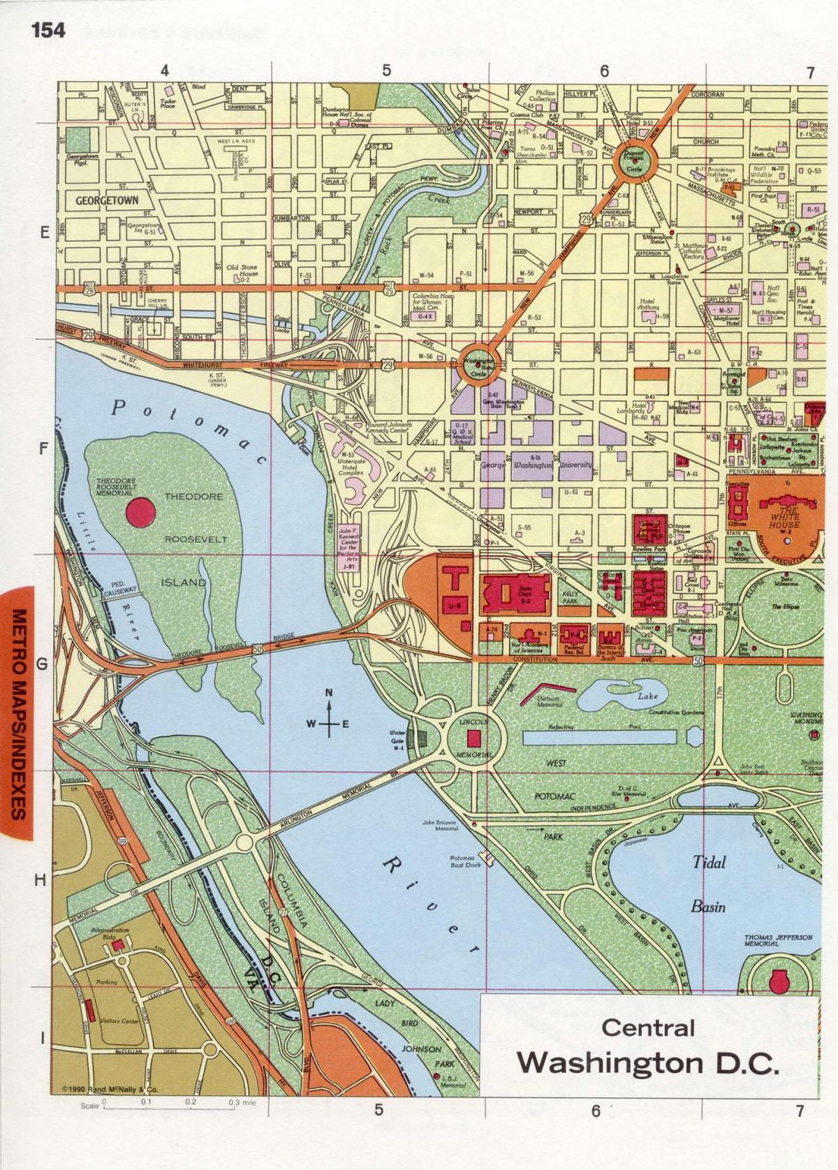 ვაშინგტონი ქალაქის ცენტრში რუკა